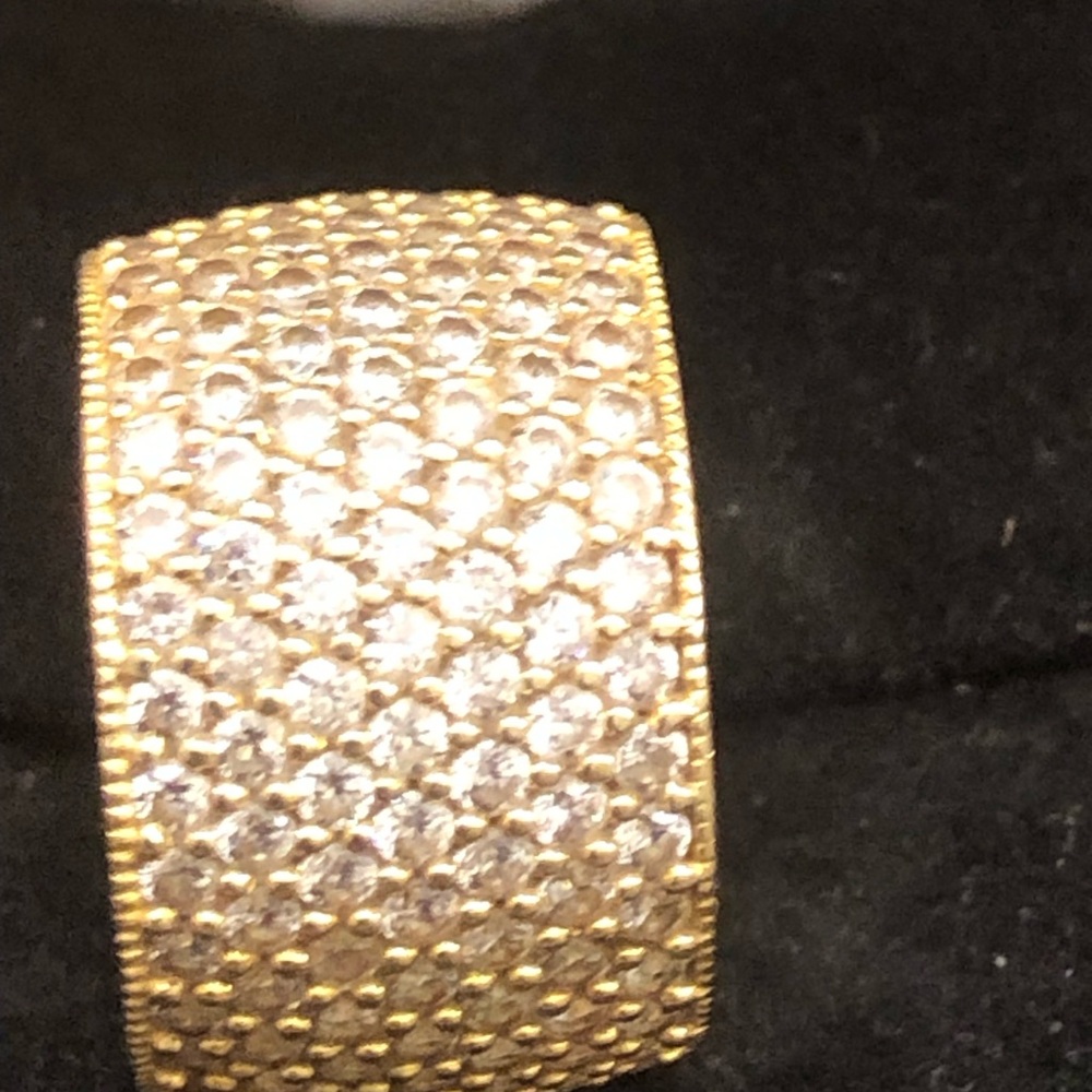 Wide Pave Crystal Statement Ring in Gold